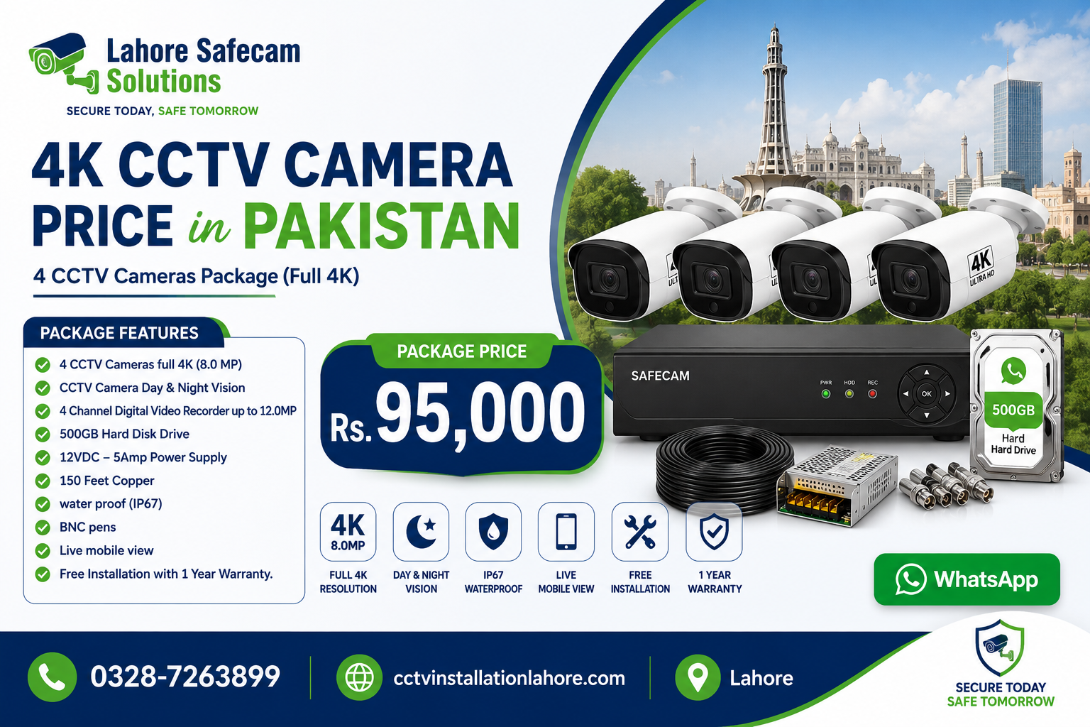 4K CCTV cameras price in Pakistan with Ultra HD video recording, advanced surveillance features, and professional installation services.