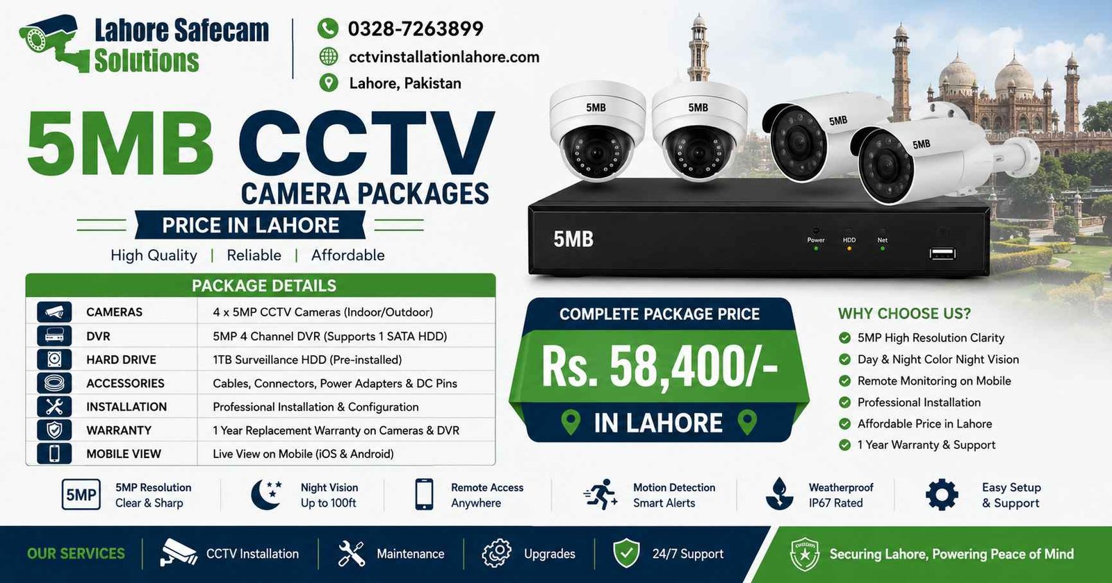 5MP CCTV Camera Packages Price in Lahore 2026 | Lahore Safecam Solutions